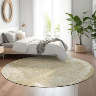 Piper Looms Mayfield Modern AMF805 Beige Machine Washable Area Rug Round Lifestyle Image Feature