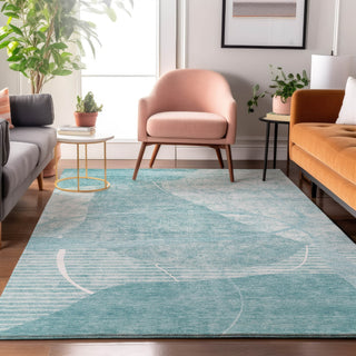 Piper Looms Mayfield Modern AMF805 Turquoise Machine Washable Area Rug Lifestyle Image Feature
