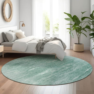 Piper Looms Mayfield Modern AMF806 Aqua Machine Washable Area Rug Round Lifestyle Image Feature
