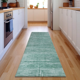 Piper Looms Mayfield Modern AMF806 Aqua Machine Washable Area Rug Runner Lifestyle Image Feature