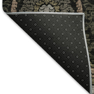 Piper Looms Mayfield Medallions AMF809 Black Machine Washable Area Rug Backing Image