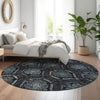 Piper Looms Mayfield Medallions AMF809 Blue Machine Washable Area Rug Round Lifestyle Image Feature