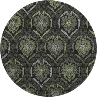 Piper Looms Mayfield Medallions AMF809 Green Machine Washable Area Rug Round Main Image