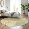 Piper Looms Mayfield Medallions AMF810 Gold Machine Washable Area Rug Round Lifestyle Image Feature
