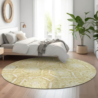 Piper Looms Mayfield Medallions AMF810 Gold Machine Washable Area Rug Round Lifestyle Image Feature