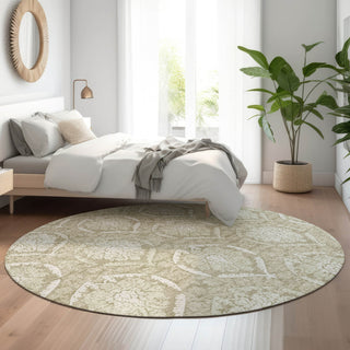 Piper Looms Mayfield Medallions AMF810 Tan Machine Washable Area Rug Round Lifestyle Image Feature