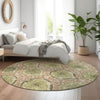 Piper Looms Mayfield Medallions AMF811 Olive Machine Washable Area Rug Round Lifestyle Image Feature