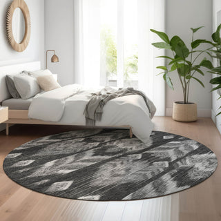 Piper Looms Mayfield Southwest AMF812 Black Machine Washable Area Rug Round Lifestyle Image Feature