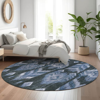 Piper Looms Mayfield Southwest AMF812 Blue Machine Washable Area Rug Round Lifestyle Image Feature
