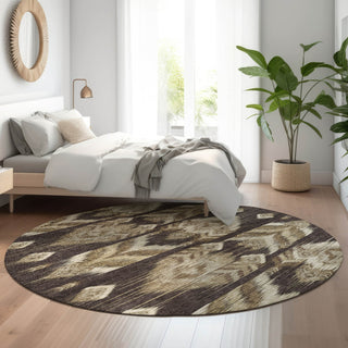Piper Looms Mayfield Southwest AMF812 Brown Machine Washable Area Rug Round Lifestyle Image Feature