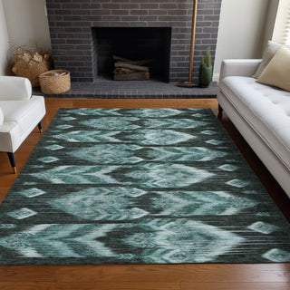 Piper Looms Mayfield Southwest AMF812 Teal Machine Washable Area Rug Lifestyle Image Feature