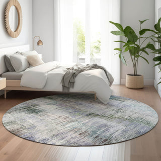 Piper Looms Mayfield Modern AMF813 Green Machine Washable Area Rug Round Lifestyle Image Feature
