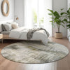 Piper Looms Mayfield Modern AMF813 Mocha Machine Washable Area Rug Round Lifestyle Image Feature