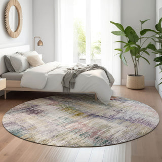 Piper Looms Mayfield Modern AMF813 Plum Machine Washable Area Rug Round Lifestyle Image Feature