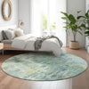 Piper Looms Mayfield Modern AMF813 Teal Machine Washable Area Rug Round Lifestyle Image Feature