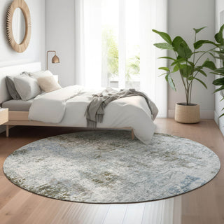 Piper Looms Mayfield Modern AMF814 Mocha Machine Washable Area Rug Round Lifestyle Image Feature