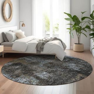 Piper Looms Mayfield Modern AMF815 Graphite Machine Washable Area Rug Round Lifestyle Image Feature
