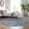 Piper Looms Mayfield Stripes AMF816 Navy Machine Washable Area Rug Round Lifestyle Image Feature
