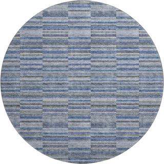 Piper Looms Mayfield Stripes AMF816 Navy Machine Washable Area Rug Round Main Image