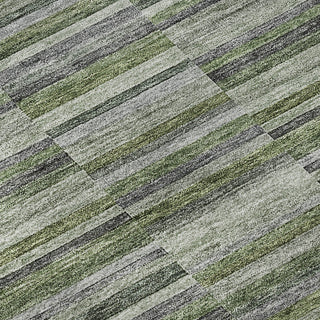 Piper Looms Mayfield Stripes AMF816 Olive Machine Washable Area Rug Swatch Image