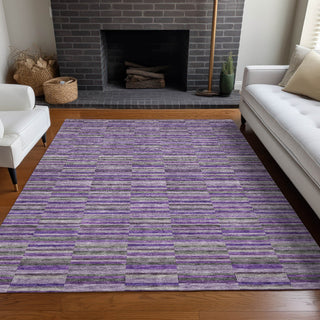 Piper Looms Mayfield Stripes AMF816 Purple Machine Washable Area Rug Lifestyle Image Feature