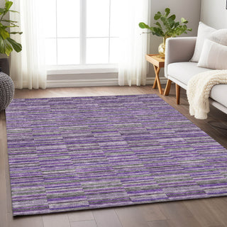 Piper Looms Mayfield Stripes AMF816 Purple Machine Washable Area Rug Lifestyle Image Feature