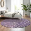 Piper Looms Mayfield Stripes AMF816 Purple Machine Washable Area Rug Round Lifestyle Image Feature