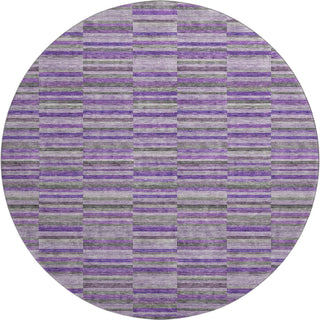Piper Looms Mayfield Stripes AMF816 Purple Machine Washable Area Rug Round Main Image