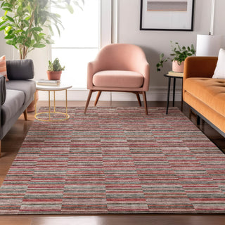 Piper Looms Mayfield Stripes AMF816 Red Machine Washable Area Rug Lifestyle Image Feature