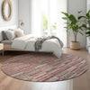 Piper Looms Mayfield Stripes AMF816 Red Machine Washable Area Rug Round Lifestyle Image Feature