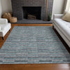 Piper Looms Mayfield Stripes AMF816 Teal Machine Washable Area Rug Lifestyle Image Feature