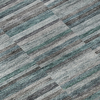 Piper Looms Mayfield Stripes AMF816 Teal Machine Washable Area Rug Swatch Image
