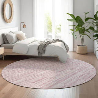 Piper Looms Mayfield Stripes AMF817 Blush Machine Washable Area Rug Round Lifestyle Image Feature