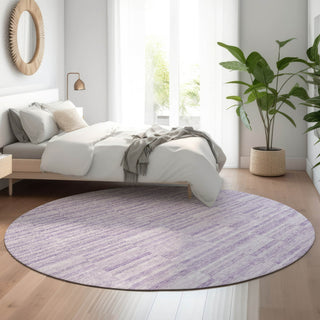 Piper Looms Mayfield Stripes AMF817 Plum Machine Washable Area Rug Round Lifestyle Image Feature