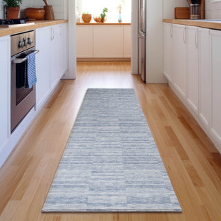 Piper Looms Mayfield Stripes AMF817 Sky Machine Washable Area Rug Runner Lifestyle Image Feature