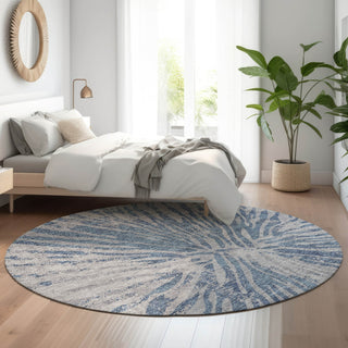 Piper Looms Mayfield Modern AMF818 Blue Machine Washable Area Rug Round Lifestyle Image Feature