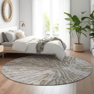 Piper Looms Mayfield Modern AMF818 Brown Machine Washable Area Rug Round Lifestyle Image Feature
