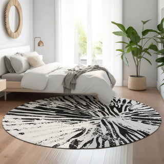 Piper Looms Mayfield Modern AMF818 Ivory Machine Washable Area Rug Round Lifestyle Image Feature