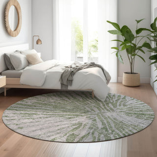 Piper Looms Mayfield Modern AMF818 Olive Machine Washable Area Rug Round Lifestyle Image Feature