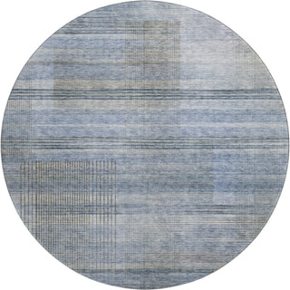Piper Looms Mayfield Stripes AMF819 Blue Machine Washable Area Rug Round Main Image