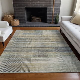 Piper Looms Mayfield Stripes AMF819 Khaki Machine Washable Area Rug Lifestyle Image Feature