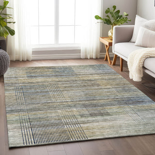 Piper Looms Mayfield Stripes AMF819 Khaki Machine Washable Area Rug Lifestyle Image Feature