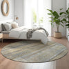 Piper Looms Mayfield Stripes AMF819 Khaki Machine Washable Area Rug Round Lifestyle Image Feature