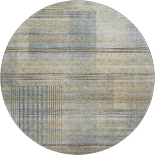 Piper Looms Mayfield Stripes AMF819 Khaki Machine Washable Area Rug Round Main Image