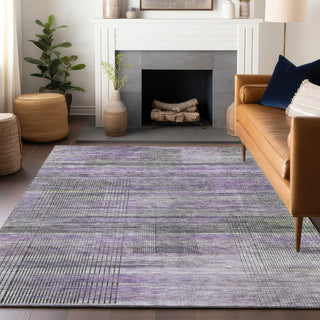 Piper Looms Mayfield Stripes AMF819 Purple Machine Washable Area Rug Lifestyle Image Feature