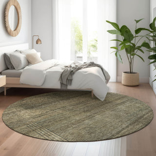 Piper Looms Mayfield Stripes AMF820 Brown Machine Washable Area Rug Round Lifestyle Image Feature
