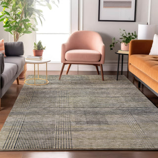 Piper Looms Mayfield Stripes AMF820 Khaki Machine Washable Area Rug Lifestyle Image Feature