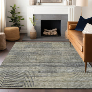 Piper Looms Mayfield Stripes AMF820 Khaki Machine Washable Area Rug Lifestyle Image Feature