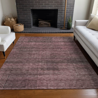 Piper Looms Mayfield Stripes AMF820 Merlot Machine Washable Area Rug Lifestyle Image Feature