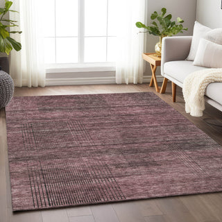 Piper Looms Mayfield Stripes AMF820 Merlot Machine Washable Area Rug Lifestyle Image Feature
